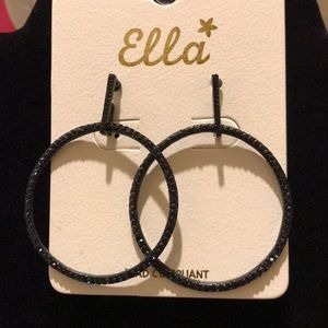 🖤Galaxy Black crystals stud hoop earrings 🖤